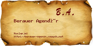 Berauer Agenór névjegykártya